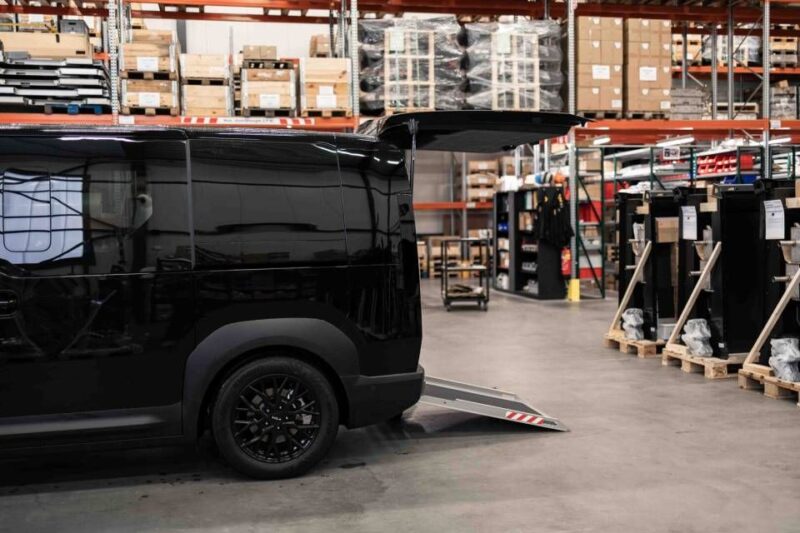 Ramp down with boot open of wheelchair accessible vehicle