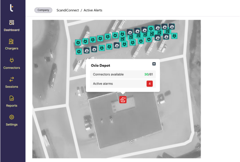 Screenshot of active alerts on Tenix system