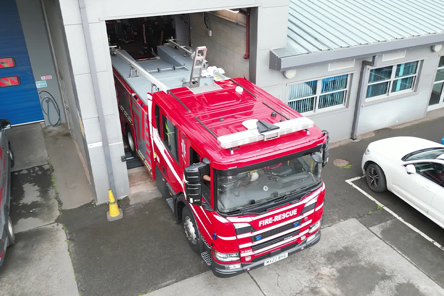 Fire engine in a workshop in Shropshire
