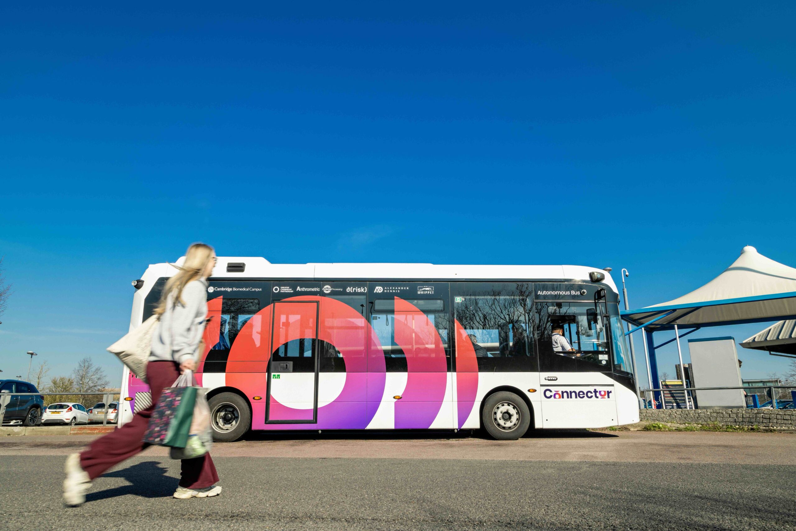 The autonomous bus being trialled in Cambridge