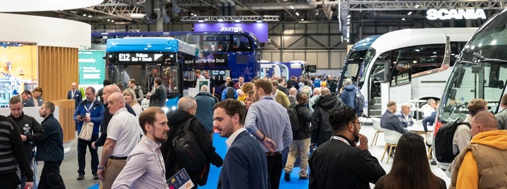 A crowd and buses at Euro Bus Expo 2024